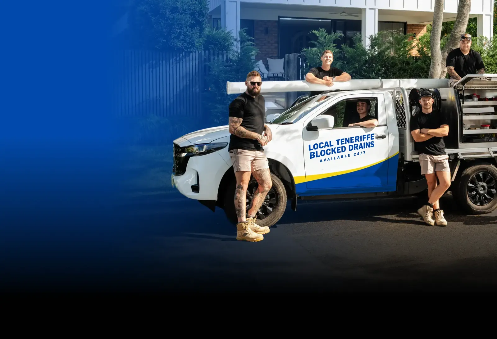 Local Teneriffe Blocked Drains team with the ute